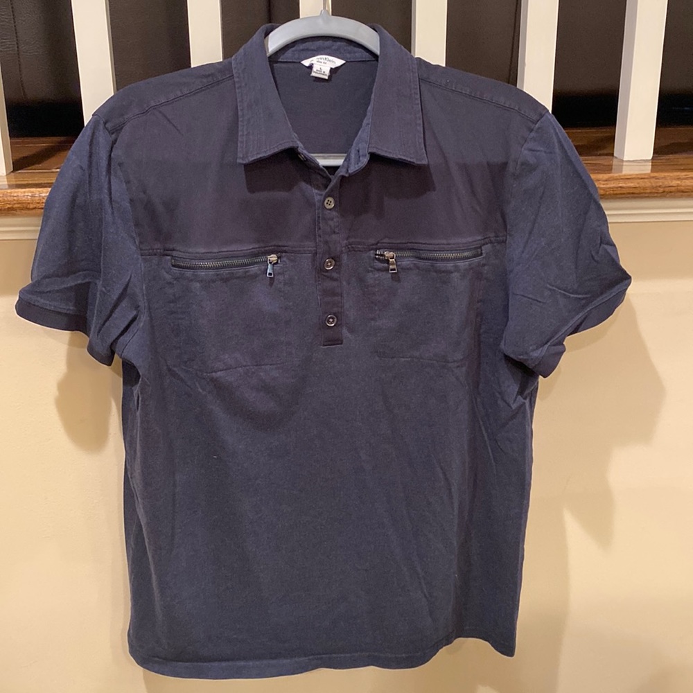 Calvin Klein Slim Fit Polo Blue Shirt Size Large